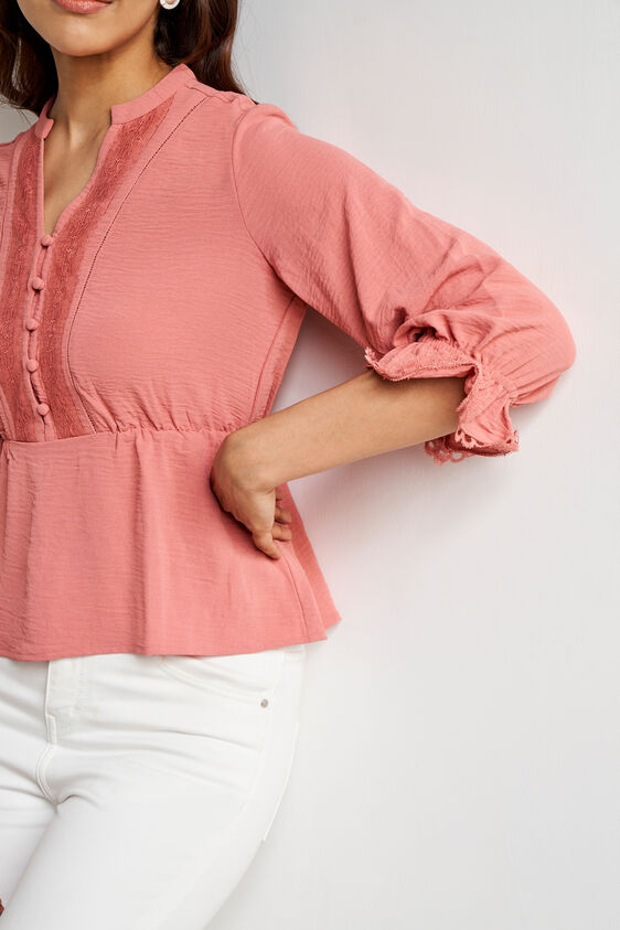 Blush Solid Band Neck Top, Blush, image 6